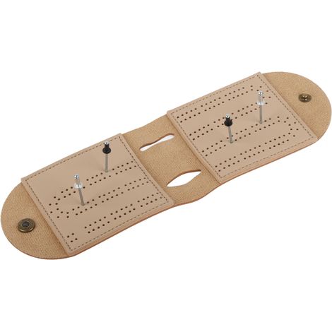 Jeu de Cribbage Voyage avec Plateau 2 Voies, Aiguilles et Sac en Cuir Marron - Pour Adultes et Enfants dès 8 Ans (1/5)