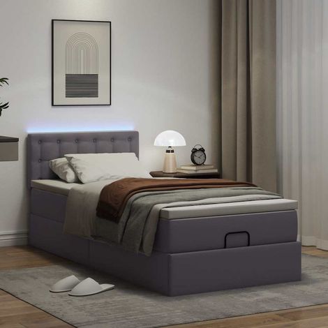 Maison Exclusive - Struttura Letto Pouf con Materasso Grigio 90x200 cm Similpelle