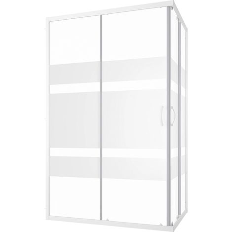 Box Doccia Scorrevole 80x120 cm Profili in Alluminio Bianco Vetro 4mm Serigrafato h185 - Reversibile Mod. Grenada