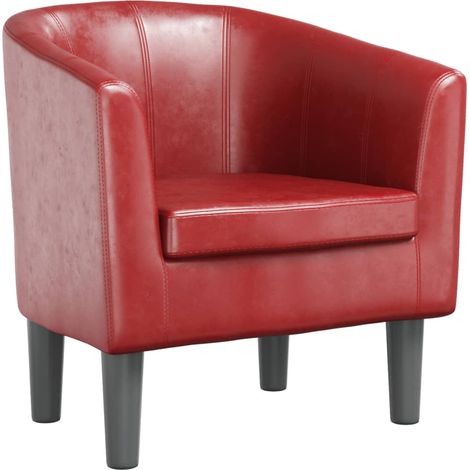 Vidaxl – Fauteuil cabriolet en cuir PU rouge wine – Cadre en contreplaqué et pin – Assise rembourrée confortable – Pour salon et bureau