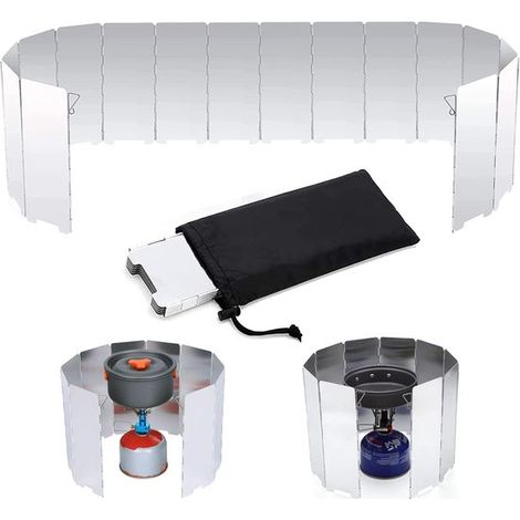 Faltbarer, ultraleichter Windschutz aus Aluminium 16 Paneele Camping, Wandern tragbar und winddicht