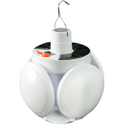 Lampe LED de camping solaire portable, haute luminosité et économe en énergie, avec crochet pour pêche et urgences en extérieur. (1/5)