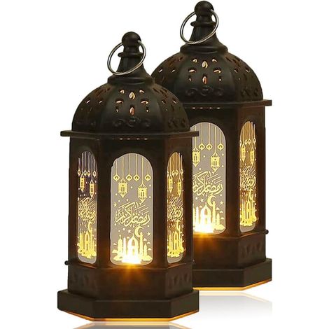 Veilleuse électronique bougie, bougeoir château marocain, noire (1/5)