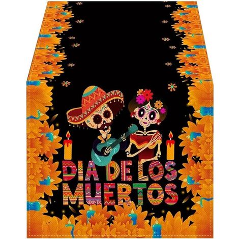 Nappe tête de mort mexicaine pour restaurant, cuisine, maison, fête d'Halloween, décoration de table (1/5)
