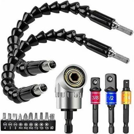 Rallonge Tournevis - 105° Hexagonale Magnétique - Pour Perceuse Électrique - Flexible Acier Chrome Vanadium - 1 Pièce (1/4)
