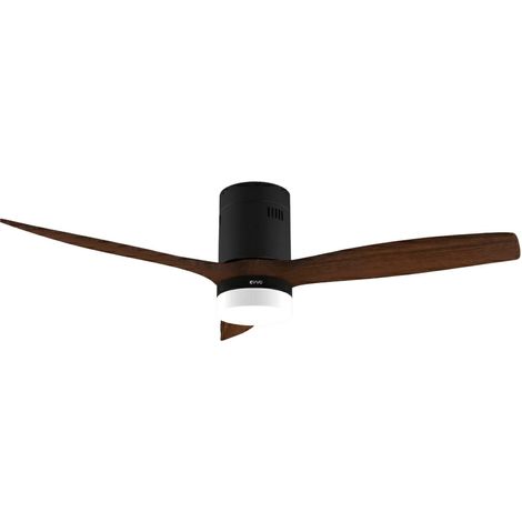 Ventilador de Techo EVVO V552 Dark Wood – 132 cm, 3 Aspas Madera Oscura, LED 18W 3 Tonos, 6 Velocidades, Temporizador 1-8h, Modo Invierno/Verano, Mando, Motor DC 40W, Kit Incluido