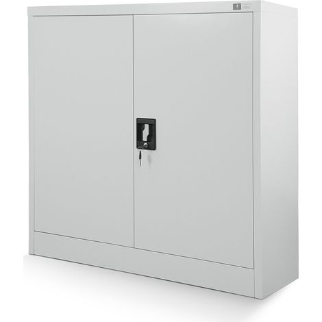 Jan Nowak C001B kleiner Aktenschrank abschließbar Büroschrank Metallschrank Wertfachschrank 92,5 cm x 90 cm x 40 cm Grau (1/5)