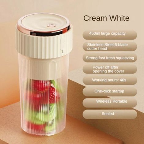 450ML MéLangeur Portable Presse Agrumes éLectriques MéLangeurs de Fruits USB Rechargeable Smoothie Mini MéLangeur Presse Agrumes (1/5)