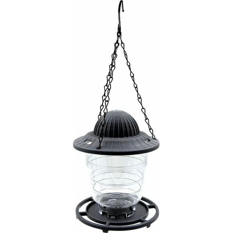 Mangiatoia per uccelli sospesa, mangiatoia automatica per uccelli - Mangiatoia pieghevole per uccelli di piccole e medie dimensioni, 13 x 13 x 17 cm, grigio (1/5)