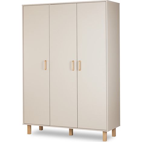 LAURA Armoire penderie 3 portes avec étagères et 3 tiroirs 195x137 Champagne (1/5)