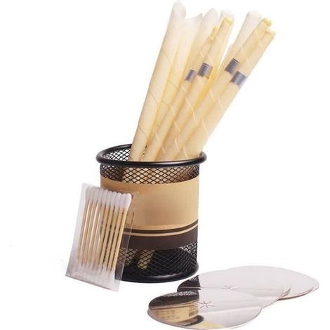 10 candele per la rimozione del cerume con tappo, per una cura sana della pelle, con 5 vassoi e 10 tamponi.