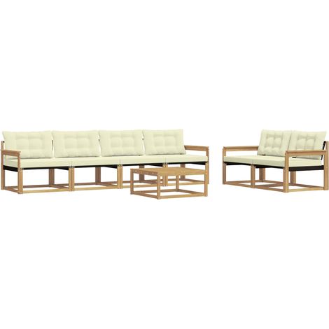 Set di divani da esterno 7 pcs Bianco e Crema 79 x 79 x 37 cm vidaXL (1/5)