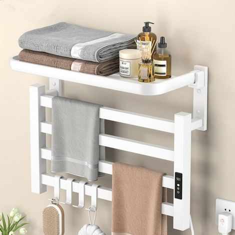 Porte-serviettes électriques murales Rail porte-serviettes chauffantes 80W Basse consommation IP45 Porte-serviettes électriques (1/5)