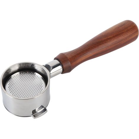 Bodenloser Kaffeesiebträger, abnehmbar, waschbar, aus Edelstahl, mit ergonomischem Holzgriff, Typ A (1/5)