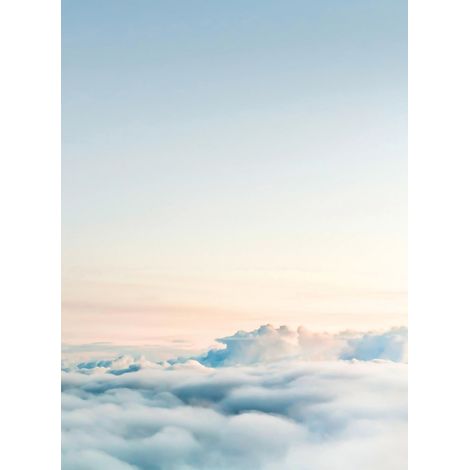 Papier peint panoramique nuage bleu & blanc | Tapisserie panoramique chambre bébé ciel bleu clair | Papier peint panoramique chambre enfant - 192 X 260 cm (4 pièces) (1/2)