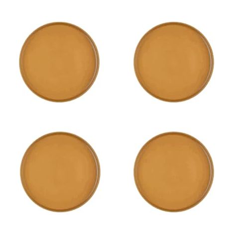 Assiettes SCANDI en Grès Recyclé, Jaune Ocre, 21,5 cm, Set de 4, Compatible Lave-vaisselle et Micro-ondes (1/5)