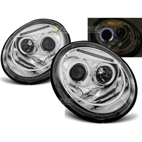 Paire de feux phares VW New Beetle 98-05 angel eyes chrome-27361871