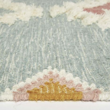 HOMESCAPES Handgewebter Kelim Teppich Tenali - 160 x 230 cm, blau gemustert
