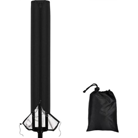 Housse pour mobilier de jardin,Housse de Séchoir de Linge Extérieur Rotatif Imperméable, Housse de Protection pour Séchoir Rotatif Cordes à Linge avec Fermeture éclair, Tissu Oxford 120D, Noir(168 x 3 (1/5)