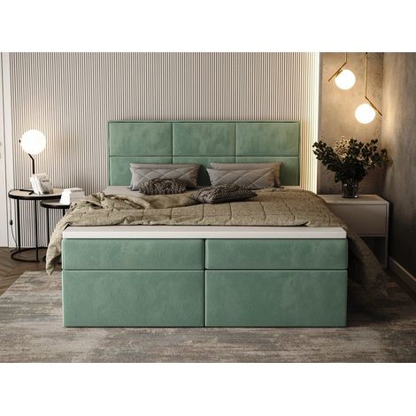 Lit Boxspring - Vert Clair - 180x200 Cm - Lit Confortable - Lit Moderne - Matelas À Ressorts Bonnell (1/5)