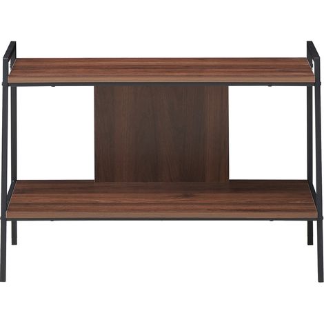 Tavolo consolle 89 x 43 x 60 cm con 2 ripiani portaoggetti stabile stile minimalista legno di noce 200020827