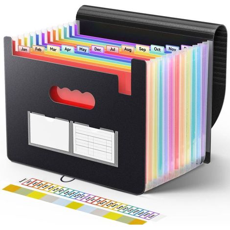 BelleRise - Classeur extensible type accordéon, dossier à 13 compartiments, pochette de rangement portable, porte-documents format Lettre/A4 (1/5)