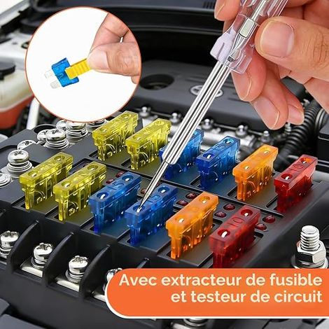 Car Fuse Set, Standard/Mini/Micro Car Fuse with Extractor/Screwdriver Tester, Waterproof Auto Fuse 2A/3A/5A/7.5A/10A/15A/20A/25A/30A/35A/40A, for Auto, Motorcycle, Truck (1/4)