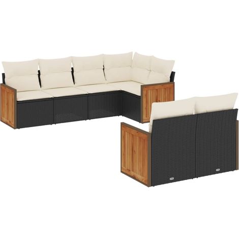 vidaXL Set Divani da Giardino con Cuscini 7pz Nero Polyrattan (1/5)