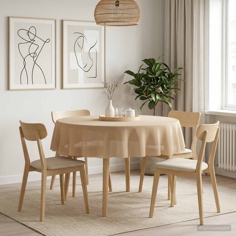 vidaXL Tissu de Table Rond Beige Ø 160 cm (1/5)