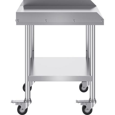 Mophorn 24 x 24 x 30" Arbeitstisch aus Edelstahl, robuster kommerzieller Tisch zur Lebensmittelzubereitung mit Rollen, 4 Rädern und 3-seitiger Spritzwand. Ideal für Restaurants, Zuhause und Hotels.