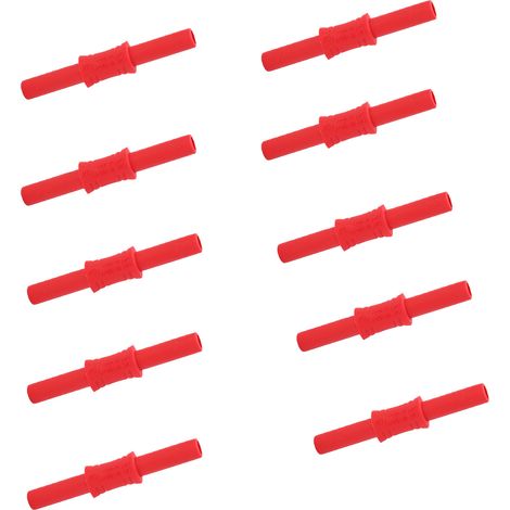 Lot de 10 connecteurs banane J.20009 4 mm femelle-femelle isolés, adaptateurs d'extension rouges (1/5)