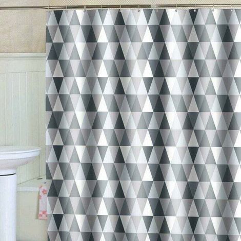Rideau de douche 200 x 220 cm (200 cm de largeur, 220 cm de hauteur), tissu polyester imperméable anti-bactérien, anti-moisissure, lavable, avec 12 anneaux de rideau de douche (1/5)