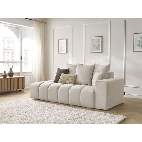 Bobochic – Canapé droit fixe MONT-BLANC 4 places – Tissu chiné anti-déperlant – Longueur 238cm – Confort ultra moelleux – Style moderne (1/5)