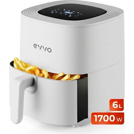 EVVO Freidora sin aceite Tasty Fryer - 6 litros, 1700W, Tecnología Dual Cyclone, Multifunción, hasta 200º