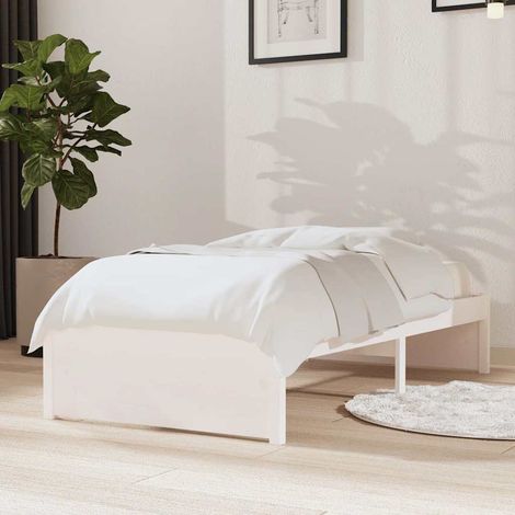 vidaXL Bed Frame without Mattress White Solid Wood 75x190 cm (1/5)