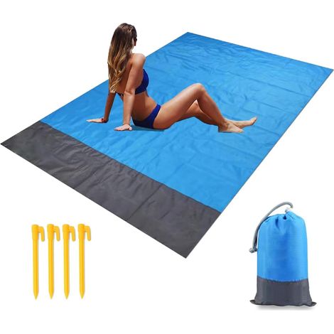 Wasserdichte Strandmatte/Picknickdecke, 140 x 200 cm, mit 4 Befestigungspunkten. (1/3)