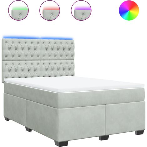 Maison Exclusive - Giroletto a Molle con Materasso Grigio Chiaro 140x200cm Velluto (1/5)