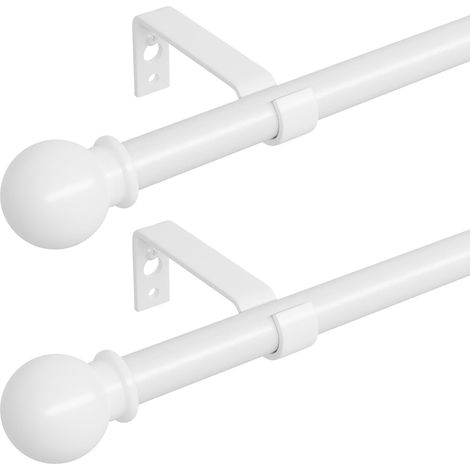 Tringle à Rideau Blanche Lot de 2 - Métal Extensible 80-157 cm - Support Robuste 16mm - Pour Voilages et Rideaux - Salon Chambre Cuisine