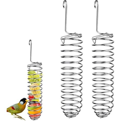 Juguetes para pájaros，2 dispensadores de comida de acero inoxidable，cesta de alimentación，soporte para frutas y verduras，jaula para pájaros (1/2)