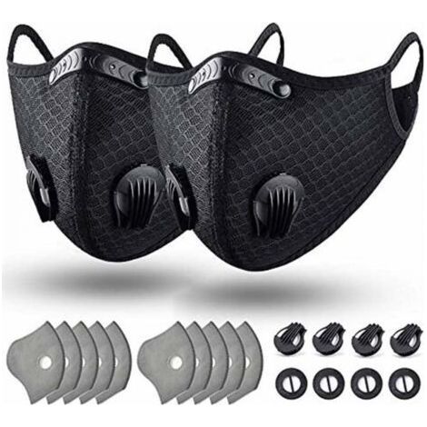 Masque anti-poussière lavable et réutilisable avec filtre pour la course à pied, le cyclisme et les activités de plein air. boucles d'oreilles noires, taille unique 5 (1/4)