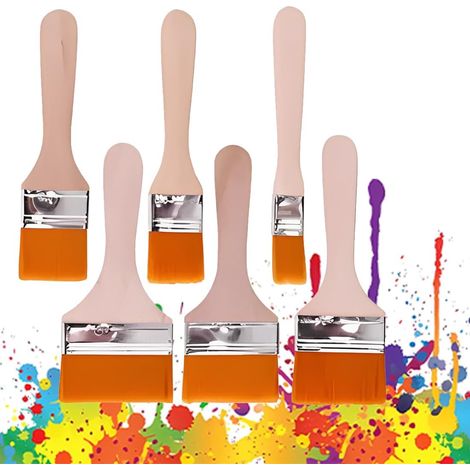 Set de 6 pinceaux plats acrylique/artistes, pour gouache, huile, acrylique, usage polyvalent supports variés (1/5)
