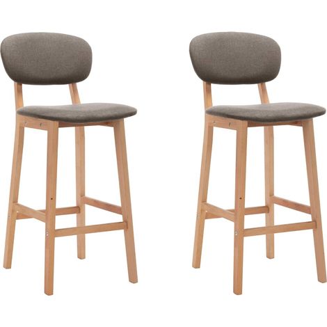 Lot de 2 Chaises de bar Tabourets de bar - Tabouret Haut Taupe Tissu BV291442 - BonneVie (1/5)