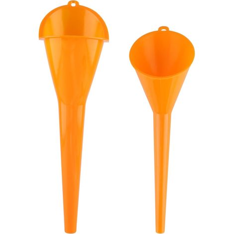 Lot de 2 entonnoirs de remplissage universels en plastique flexible à angle droit avec bec amovible et entonnoir long (orange-2) (1/5)