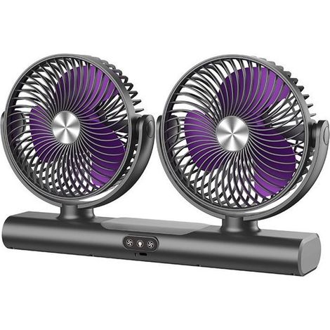 Ventilatore da tavolo a doppia testa con luce LED, circolatore d'aria, oscillazione automatica, 2 in 1 da parete/scrivania, ricarica USB, ultra silenzioso, per camere da letto e uffici. (1/5)
