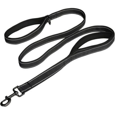 Grande laisse pour chien, 1,5 m Double poignées Laisse pour chien en nylon robuste et robuste avec 2 poignées rembourrées (1/4)