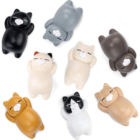Magnets Refrigerateur Chat - 8 Pièces - 4 x 2,5 cm - Pour Frigo Porte Métallique Tableau Blanc Casier Étudiant - Lot de 8 (1/5)
