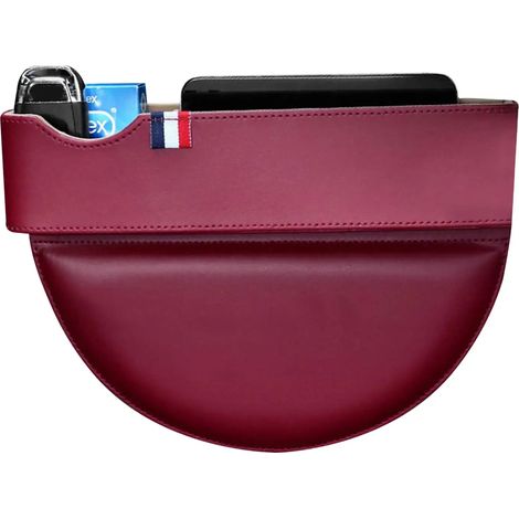 (Rouge) Organisateur de rangement pour espace entre les sièges de voiture, boîte de rangement en cuir PU, poches pour siège avant, accessoires intérieurs pour smartphone et pièces de monnaie (1/5)