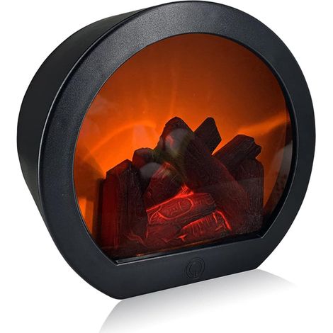 Lanterne décorative pour cheminée, lanterne de cheminée LED avec effet flamme de bûches simulée, interrupteur tactile et alimentation USB, idéale pour la décoration intérieure et les fêtes de Noël. (1/5)