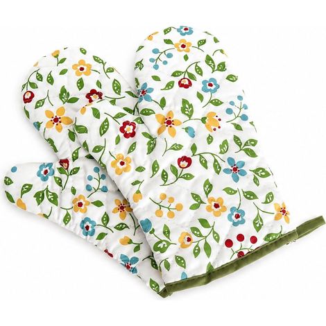 1 Paire de Gants de Four à Motif Floral, 28,5 x 18 cm Gant de Cuisine Anti Chaleur en Polyester, Gants pour Four Lavables avec Boucle de Suspension pour Cuisine Cuisson Pâtisserie Four Maison (1/5)