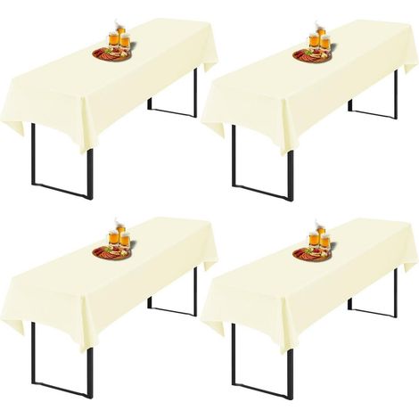 Set de 4 nappes pour table de bière 250x100cm Beige, facile d'entretien & lavable